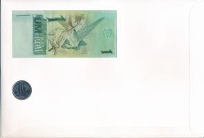 Brazília 1994. 1R + 1994. 1R rozsdamentes acél felbélyegzett borítékban, bélyegzéssel, német nyelvű ...