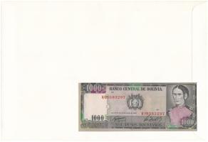 Bolívia 1982. 1000P felbélyegzett borítékban, bélyegzéssel T:UNC
Bolivia 1982. 1000 Pesos in envelo...