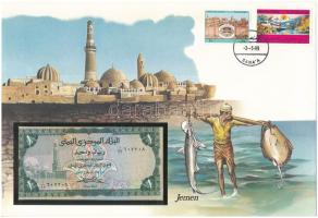 Jemen 1983(DN) 1R felbélyegzett borítékban, bélyegzéssel T:UNC
Yemen 1983(ND) 1 Rial in envelope wi...