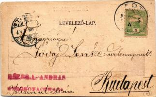 Fót, Kiss István-féle vendéglő, étterem, Református templom tornya. Fischer Dezső és Társa kiadása (...