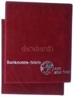 "Banknoten Briefe aus aller Welt" piros, plüssborítású, négygyűrűs album, 30db osztás nélk...