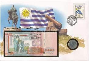 Uruguay 1980. 5P Cu-Ni + 1989. 2000P felbélyegzett borítékban, bélyegzéssel, német nyelvű leírással ...