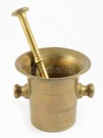 Bronz mozsár törővel, m: 12,5 cm, törő h: 22 cm