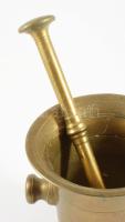 Bronz mozsár törővel, m: 12,5 cm, törő h: 22 cm