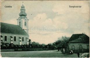 1934 Gomba, Templom tér. Hangya szövetkezet kiadása (EK)