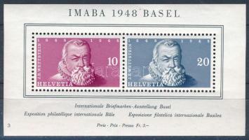1948 IMABA bélyegkiállítás blokk Mi 13 (Mi EUR 90.-) (rozsdapöttyök / stain spots)