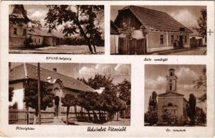 1949 Péteri, Községháza, Evangélikus templom, EPOSZ (Egységes Parasztifjúság Országos Szövetsége, Fö...