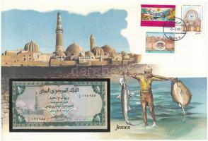 Jemen 1983 (DN) 1R felbélyegzett borítékban, bélyegzéssel T:UNC
Yemen 1983 (ND) 1 Rial in envelope ...