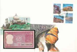 India DN 2R felbélyegzett borítékban, bélyegzéssel, német nyelvű leírással T:UNC
India ND 2 Rupees ...