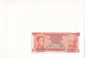 Venezuela 1989. 5B felbélyegzett borítékban, bélyegzéssel T:UNC
Venezuela 1989. 5 Bolívares in enve...