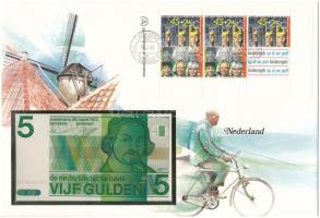 Hollandia 1973. 5G felbélyegzett borítékban, bélyegzéssel T:UNC
Netherlands 1973. 5 Gulden in envel...