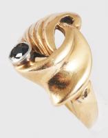Arany (Au) ékszer szett, gyűrű m:54, fülbevaló pár, bross, 14K, részben utófémjelzett 1998-2006 közö...
