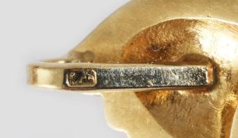 Arany (Au) ékszer szett, gyűrű m:54, fülbevaló pár, bross, 14K, részben utófémjelzett 1998-2006 közö...
