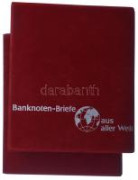 "Banknoten Briefe aus aller Welt" piros, plüssborítású, négygyűrűs album, 30db osztás nélk...