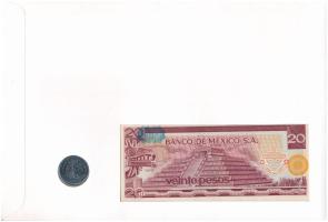 Mexikó 1977. 20P + 1986. 1P rozsdamentes acél felbélyegzett borítékban, bélyegzéssel, német nyelvű l...