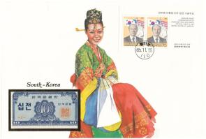 Dél-Korea 1962. 10J felbélyegzett borítékban, bélyegzéssel T:UNC
South Korea 1962. 10 Jeon in envel...