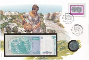 Argentína 1957. 1P Ni-acél + 1986-1988. 1A felbélyegzett borítékban, bélyegzéssel, német nyelvű leír...