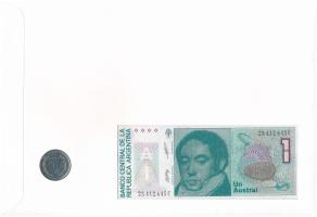 Argentína 1957. 1P Ni-acél + 1986-1988. 1A felbélyegzett borítékban, bélyegzéssel, német nyelvű leír...