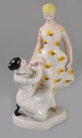 Polonne ruhapróba figura, jelzett, hibátlan, m: 20,5 cm