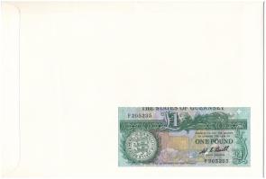Guernsey 1980-1989. 1P felbélyegzett borítékban, bélyegzéssel T:UNC
Guernsey 1980-1989. 1 Pound in ...