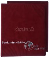 "Banknoten Briefe aus aller Welt" piros, plüssborítású, négygyűrűs album, 30db osztás nélk...