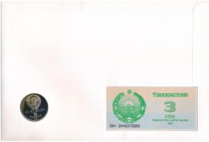 Üzbegisztán 1992. 3S + Szovjetunió 1989. 5R Cu-Ni "Samarkand" érmével felbélyegzett boríté...