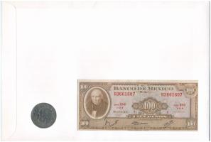Mexikó 1972. 100P + 1981. 100P "Gründungssage" (alapító legenda) érmés és bankjegyes felbé...