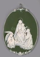 A szent család biszkvit porcelán falidísz, jelzés nélkül, hibátlan, 19,5x14 cm