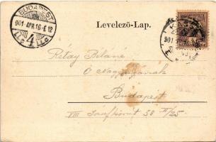 1901 Kassa, Kosice; Fő utca, Nemzeti színház, üzletek. Breitner Mór kiadása / main street, theatre, ...