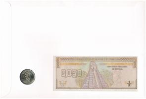 Guatemala 1996. 1/2Q (50c) + 1996. 25c Ni-sárgaréz felbélyegzett borítékban, bélyegzéssel, német nye...