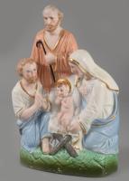 A szent család porcelán asztaldísz, hibátlan, m: 20,5 cm