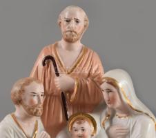 A szent család porcelán asztaldísz, hibátlan, m: 20,5 cm