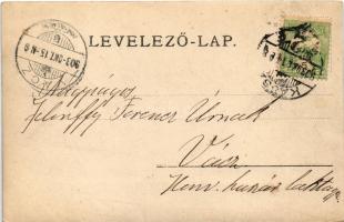 1903 Kassa, Kosice; Jakab villa, Richter Ferencz Széchenyi szálloda, piac. Varga Bertalan kiadása / ...