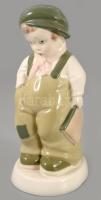Fiú könyvvel porcelán figura, hibátlan, m: 16 cm