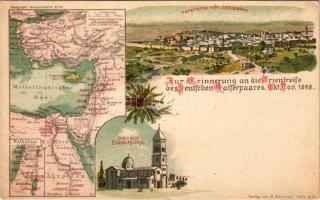 Jerusalem, Zur Erinnerung an die Orientreise des Deutschen Kaiserpaares, Okt-Nov-1898., Panorama, di...
