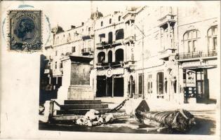 1919 Constanta, square, shop of Lascar Hrisafidis, destroyed statue. TCV card. photo