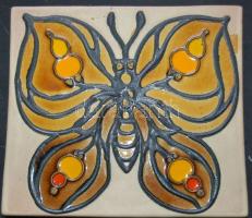 Tűzzománc fali csempe, jelzett 20x18cm/glazed tile enamelled