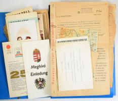 ca 1920-1940 Vegyes papírrégiség tétel, okmányok, meghívók, stb