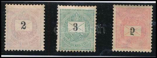 1898 3 db Feketeszámú Krajcáros, az 5kr gépszínátnyomattal