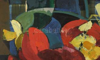 Jelzés nélkül, feltehetően 1960-70 körül: Csendélet. Olaj, farost, fakeretben. 70x50 cm