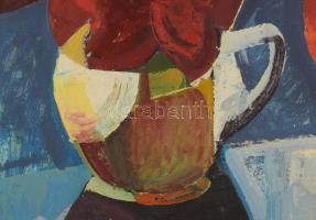 Jelzés nélkül, feltehetően 1960-70 körül: Csendélet. Olaj, farost, fakeretben. 70x50 cm