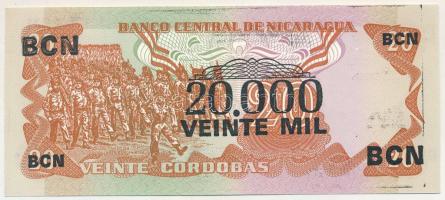 Nicaragua 1987. 20C fekete "20.000C" felülbélyegzéssel "14927682" T:UNC
Nicarag...
