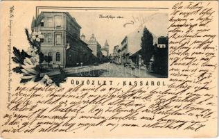 Kassa, Kosice; Kossuth Lajos utca. Vitéz A. kiadása / street. Art Nouveau, floral (EK)