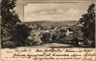 1907 Kassa, Kosice; látkép. Egy és kétkoronás áruház kiadása. A levél címzettje Kieselbach Gyula (18...
