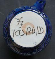 6 darabból álló népi motívum díszítésű Korondi jelzéssel ellátott kék színű pohárkészlet, nagyon szé...