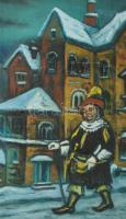 Csapek Károly (1904-1976): Jelenet, 1950-es évek. Olaj, vászon. Jelzett. Apró sérülésekkel. 55x68 cm