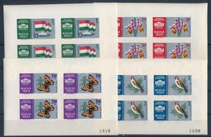 1961 Nemzetközi Bélyegkiállítás, Budapest vágott kisívsor sorszámmal (20.000) (3Ft rozsdafolt / stai...
