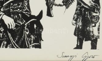 Somogyi Győző (1946-): A II. magyar hadsereg, lovak, parasztcsalád. Szitanyomat, papír. Jelzett. 70x...