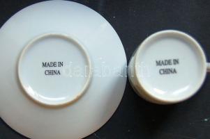 12 db-os modern kínai porcelán kávéskészlet: 6 db csésze + 6 db kistányér