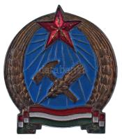 1950 k. Rákosi-címeres zománcfestett bronz sapkajelvény (41x36mm) T:XF kis kopások
